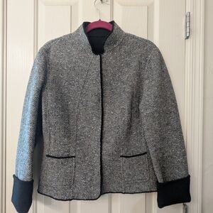 Tahari Women's Black, Blue and White Reversible Blazer